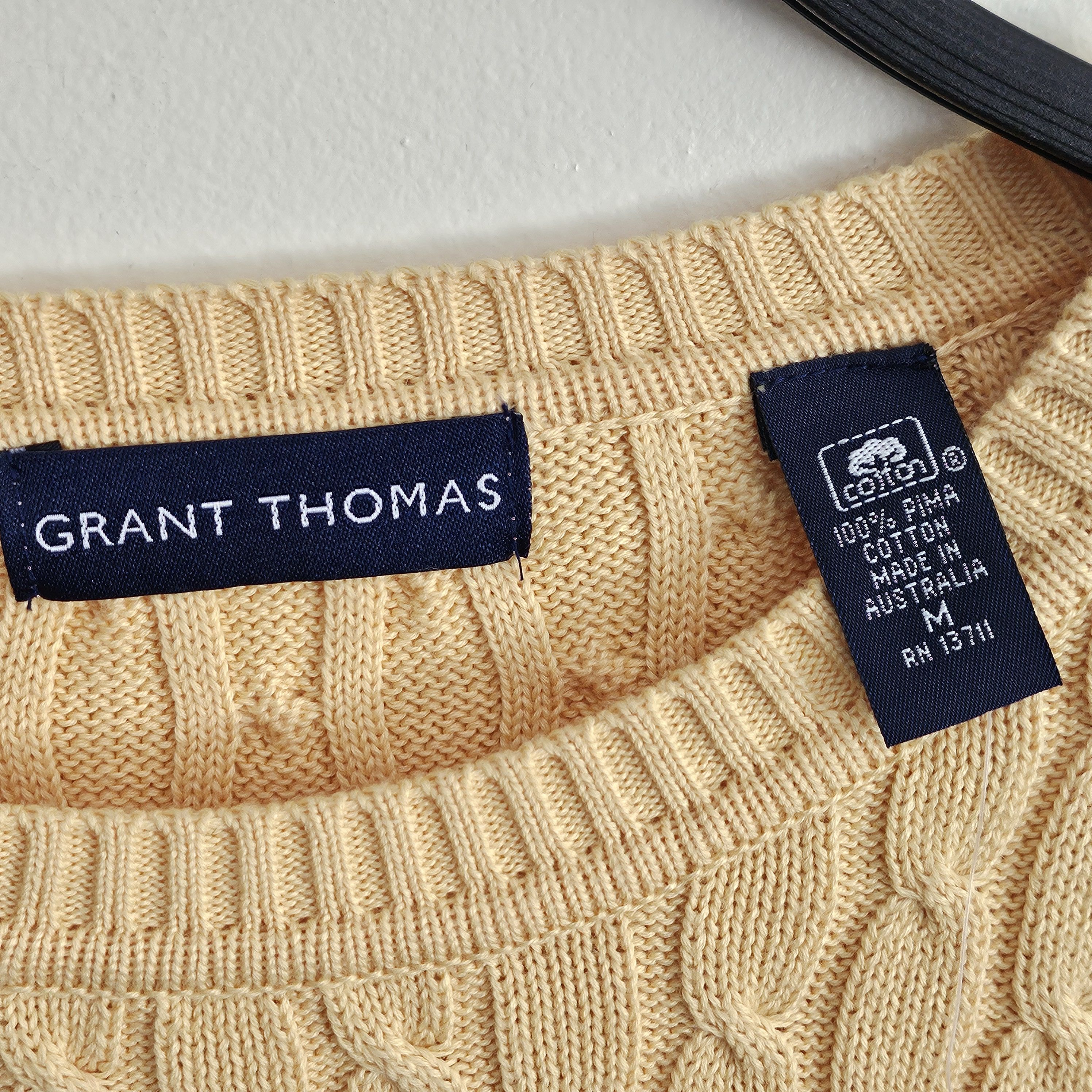 Grant Thomas × Vintage NWT Vtg. Grant Thomas Cable Knit Cotton Crew Neck Sweater Size US M / EU 48-50 / 2 - 3 Thumbnail