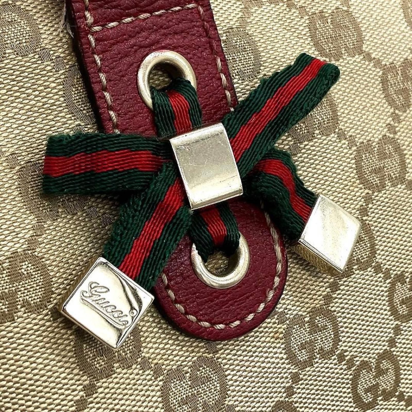 Gucci Gucci - Beige Burgundy GG Canvas Tote Bag Size ONE SIZE - 8 Thumbnail