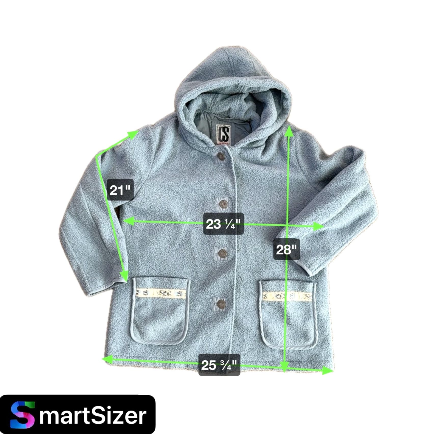 Vintage VINTAGE Boucle Jacket Womens L Hooded Embroidered Pockets Button Grandma Granny Gray Polyester Nylon Pea Coat 90s? (Note: remove invalid) Size L / US 10 / IT 46 - 2 Thumbnail