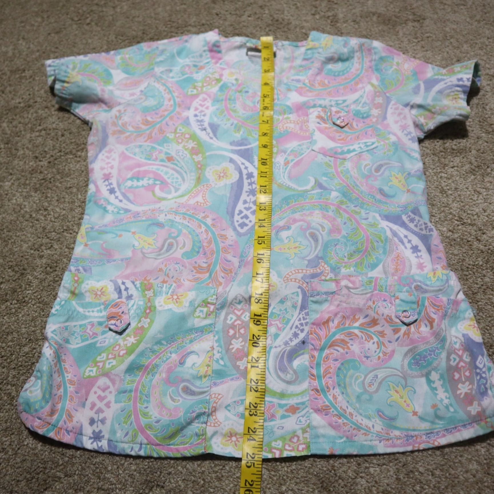 Pinko VINTAGE UA Scrubs Shirt Adult Women Size M Pink Green Blue Paisley Floral Shirt Womens Size S / US 4 / IT 40 - 7 Thumbnail