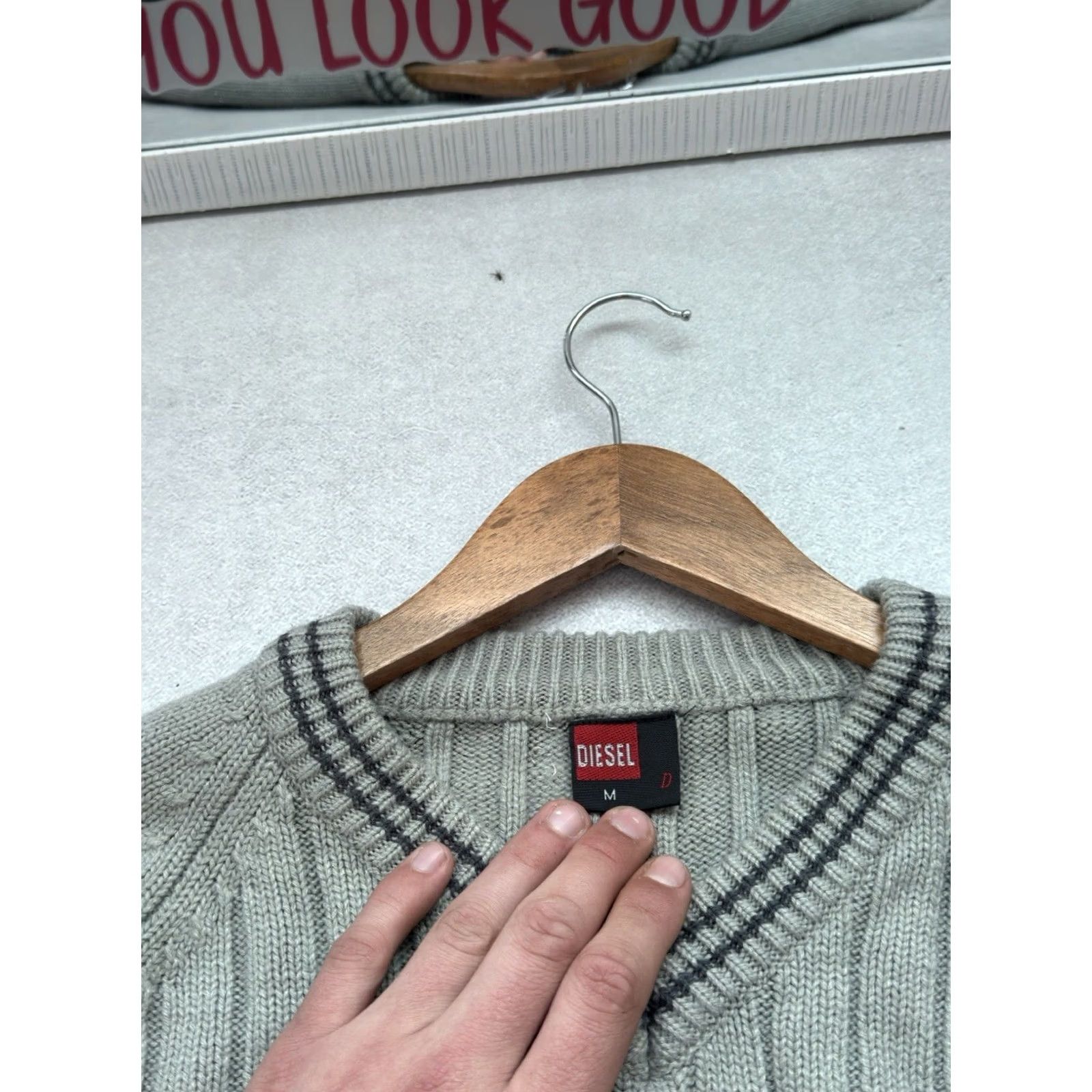 Diesel VINTAGE Diesel Knitted Embroidered Logo Gray Sweater M Men Size US M / EU 48-50 / 2 - 6 Thumbnail