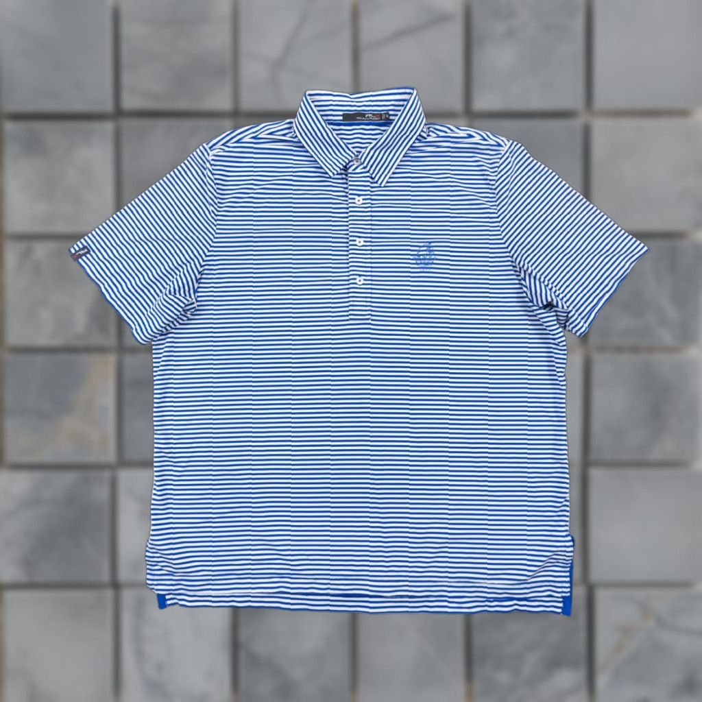 RLX Ralph Lauren VINTAGE RLX Ralph Lauren Polo Shirt Adult XL Blue 1896 Golf Striped Mens Stretch Size US XL / EU 56 / 4 - 1 Thumbnail