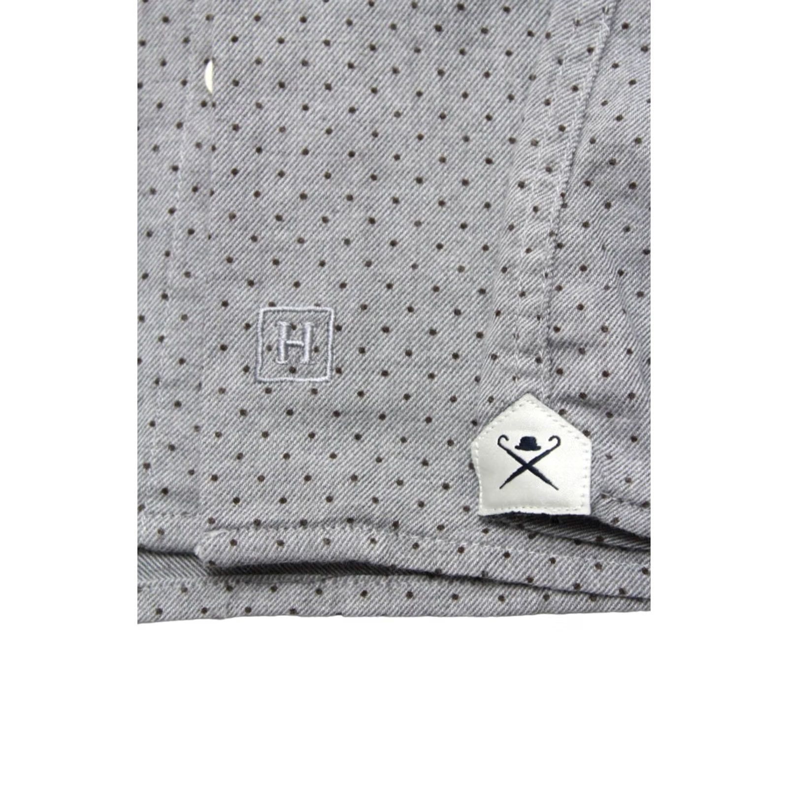 Hackett HACKETT Polka Dot Slim Fit Shirt Mens LARGE Flannel Cutaway Grey Cutaway Neck Long Sleeve Button-Up Shirt Mens Size US L / EU 52-54 / 3 - 6 Thumbnail