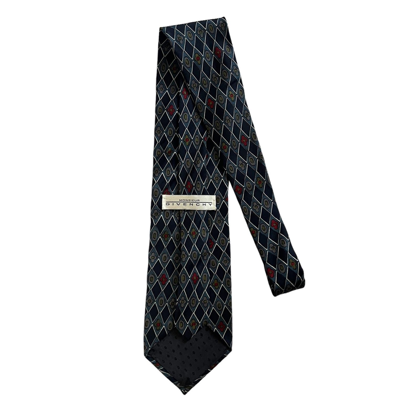 Givenchy Vintage Givenchy Monsieur Diamond Geometric Pattern Silk Tie Size ONE SIZE - 4 Thumbnail