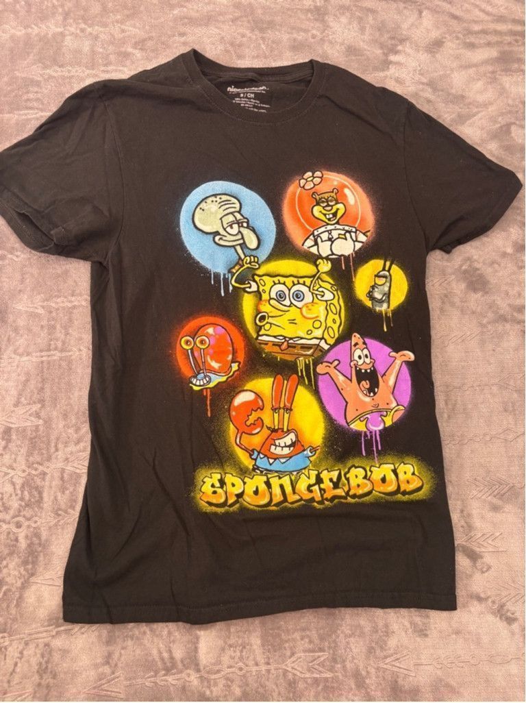 Nickelodeon Men's Nickelodeon Spongebob T-Shirt, Size S Black Multicolor Size US S / EU 44-46 / 1 - 2 Thumbnail
