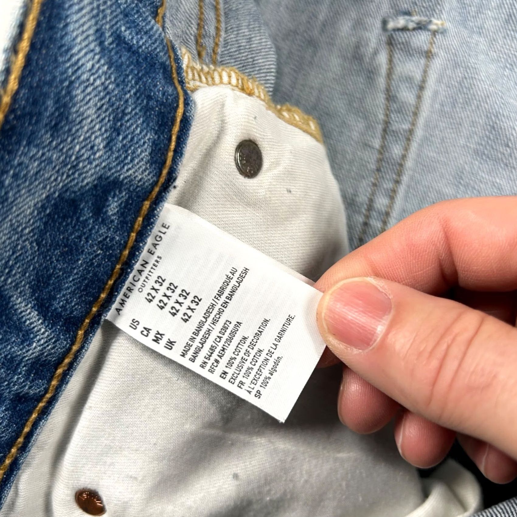 American Eagle Outfitters American Eagle Jeans Mens 42x32 Original Straight Classic 5-Pocket Denim Blue Size US 42 / EU 58 - 6 Thumbnail