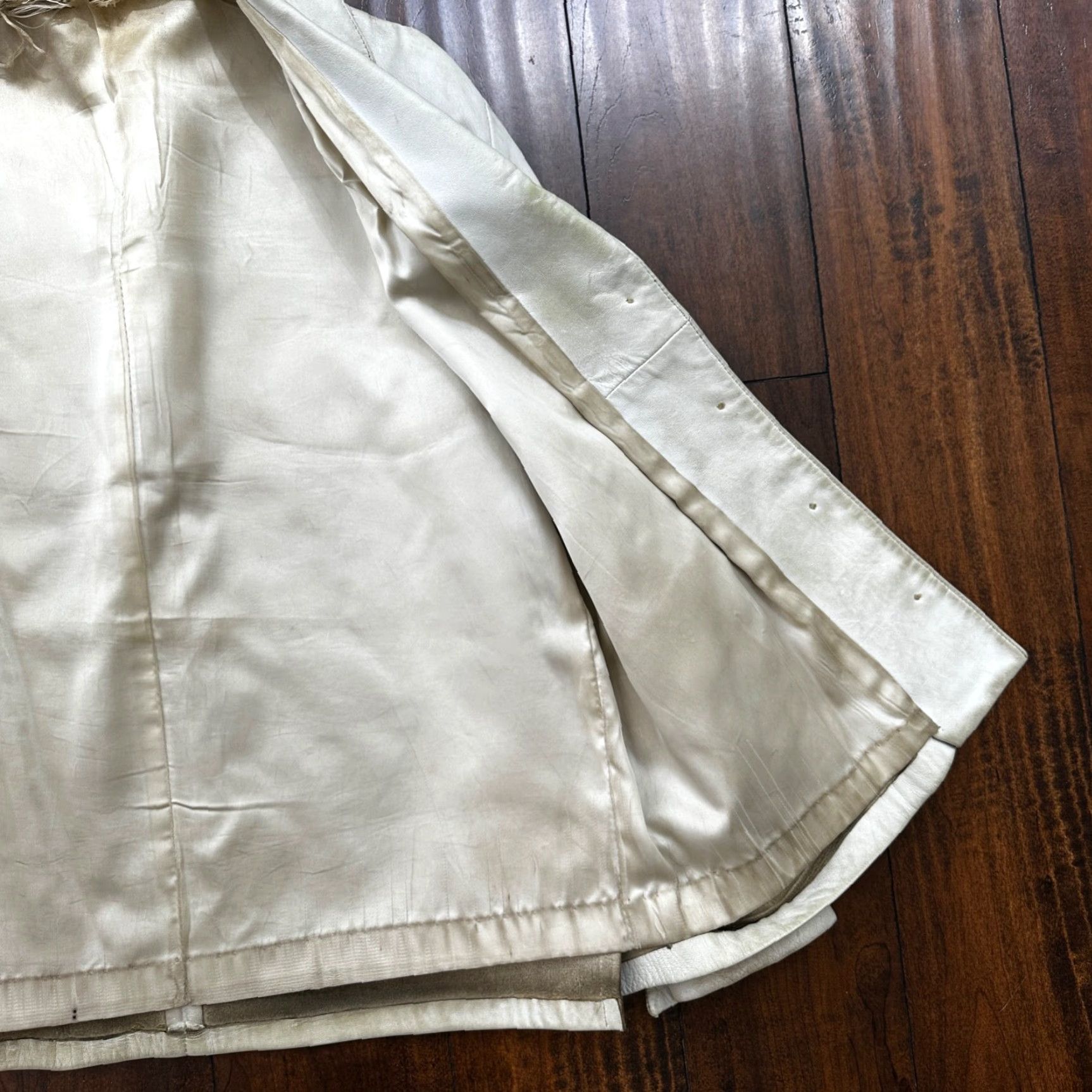 Vintage VTG White Leather Western Rancher Jacket 1960s Unbranded 남? Size US XXS / EU 40 - 4 Thumbnail