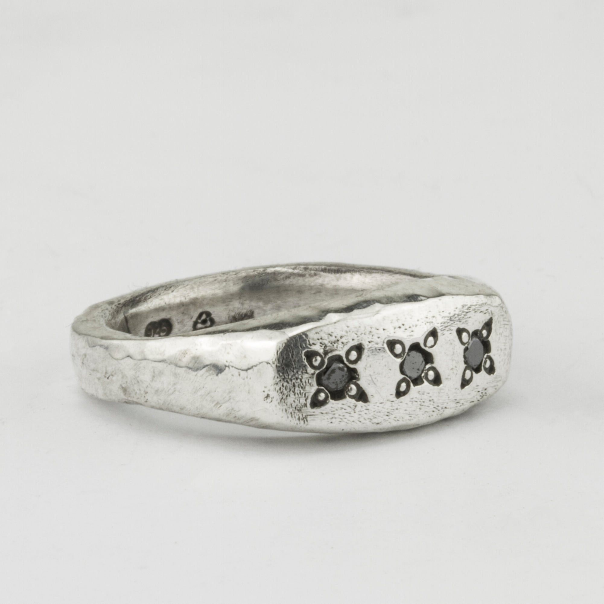 Henson Henson Black Diamond 925 Signet Ring Size ONE SIZE - 11 Thumbnail