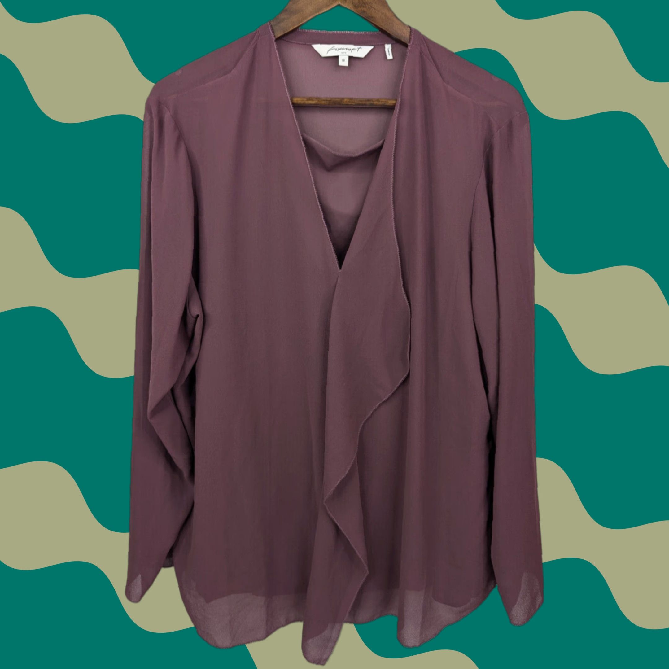 Vintage Foxcroft Blouses Women 18 Mauve Chiffon Ruffle Front Pullover Polyester Top Tank Top Size XXL / US 16-18 / IT 52-54 - 1 Thumbnail