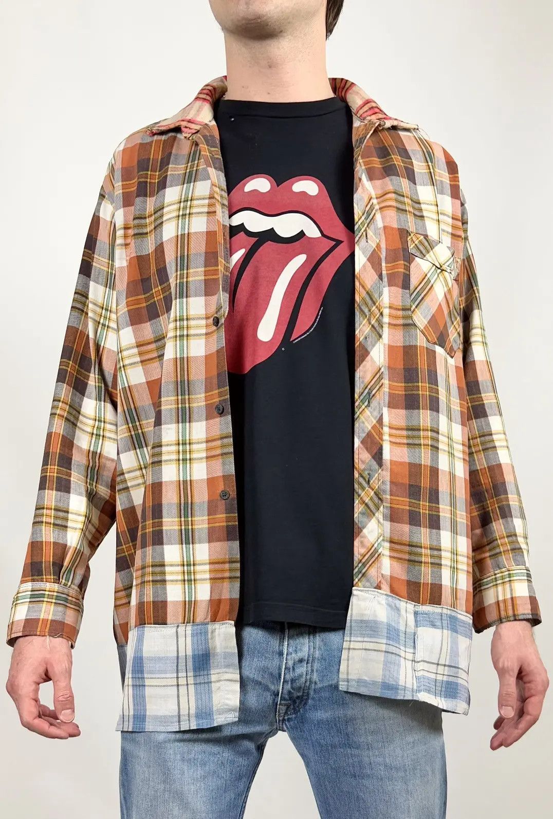 Vintage 80s Vintage Flannel Distressed Reconstructed Check Shirt Size US L / EU 52-54 / 3 - 1 Thumbnail