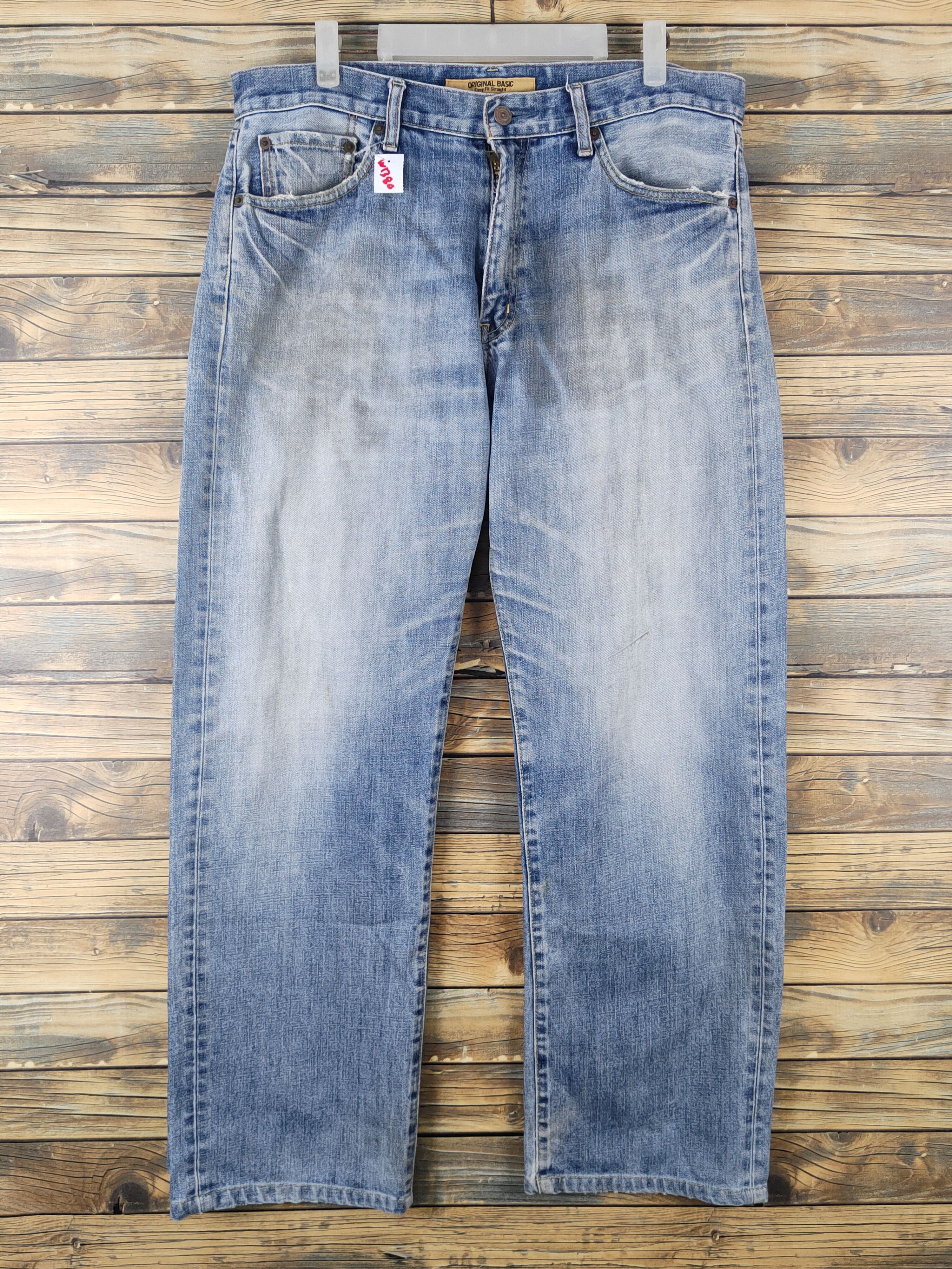 Japanese Brand Uniqlo vintage japan Blue Distressed Ripped denim #W1380 Size US 35 - 1 Thumbnail