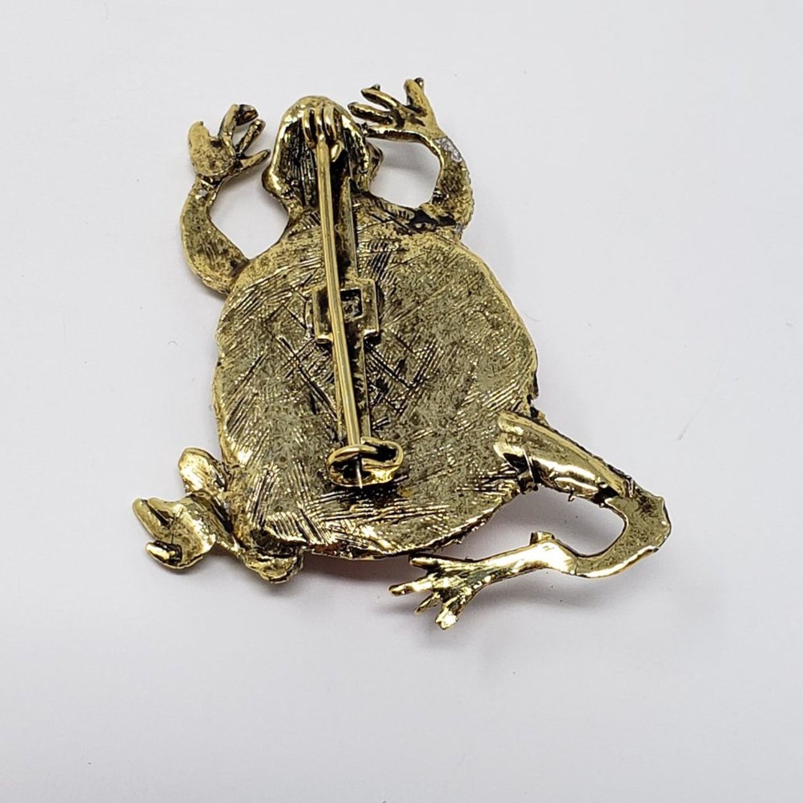 Other Gold-Tone Frog Brooch Blush Rose Colored Stone Body Red Eyes Size ONE SIZE - 6 Thumbnail