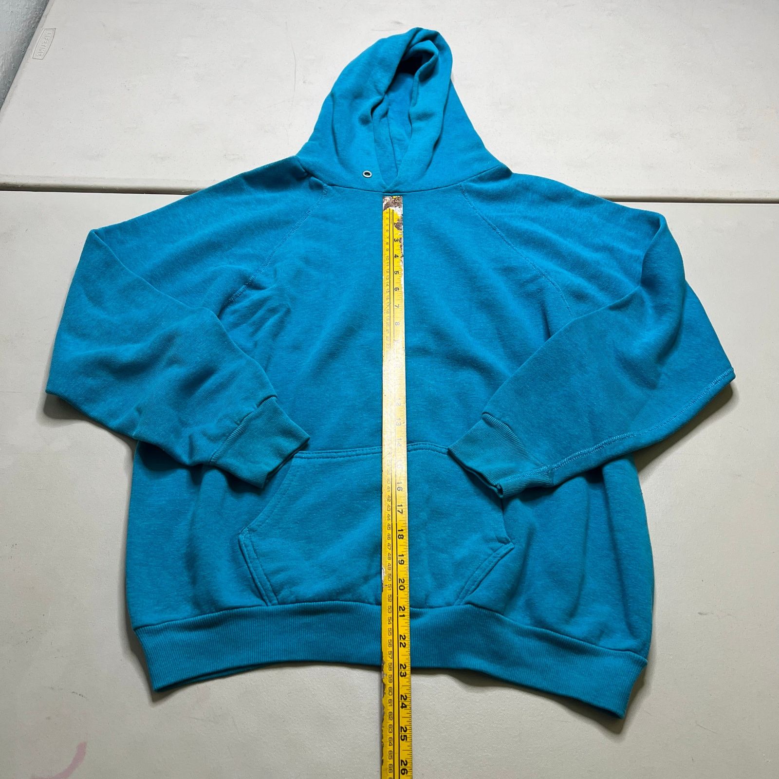 Vintage Vintage 70s Aqua Blue Raglan Hoodie Pullover Sweatshirt L Size US L / EU 52-54 / 3 - 5 Thumbnail
