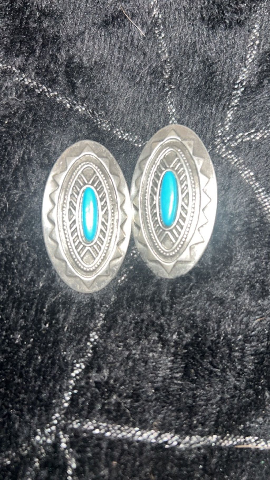 The Unbranded Brand Women's Unbranded Oval Silver Turquoise Stud Earrings One Si Size ONE SIZE - 1 Thumbnail