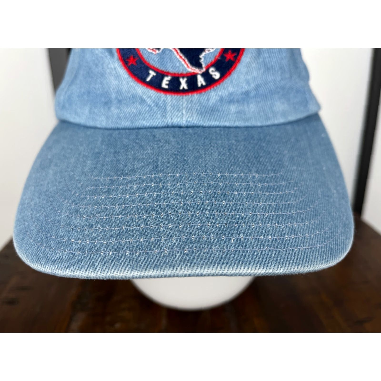 Vintage Captain Travel Hat Cap Strap Back Women Blue Denim Cotton Texas Embroidered 2A D Size ONE SIZE - 3 Thumbnail