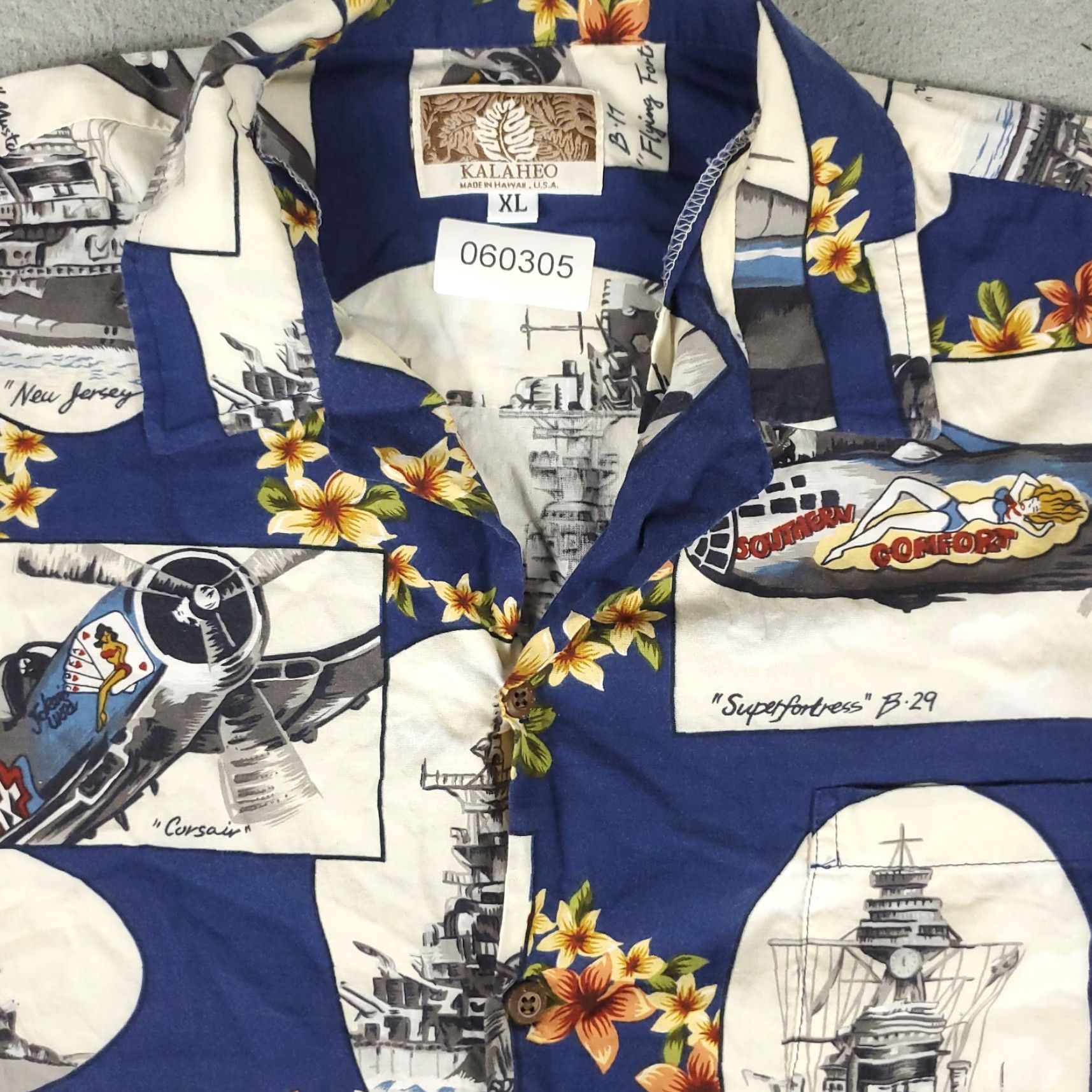 Vintage Kalaheo Shirt Men XL Blue White Hawaiian Button-Up Short Sleeve Geometric Pattern, Button Closure, Collared, Pocket, Cotton, Woven, Aloha Modern, Mens Size US XL / EU 56 / 4 - 2 Thumbnail