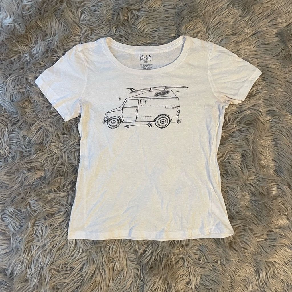 Billabong Billabong womens White Graphic Tee size L(small stain) Size L / US 10 / IT 46 - 1 Thumbnail