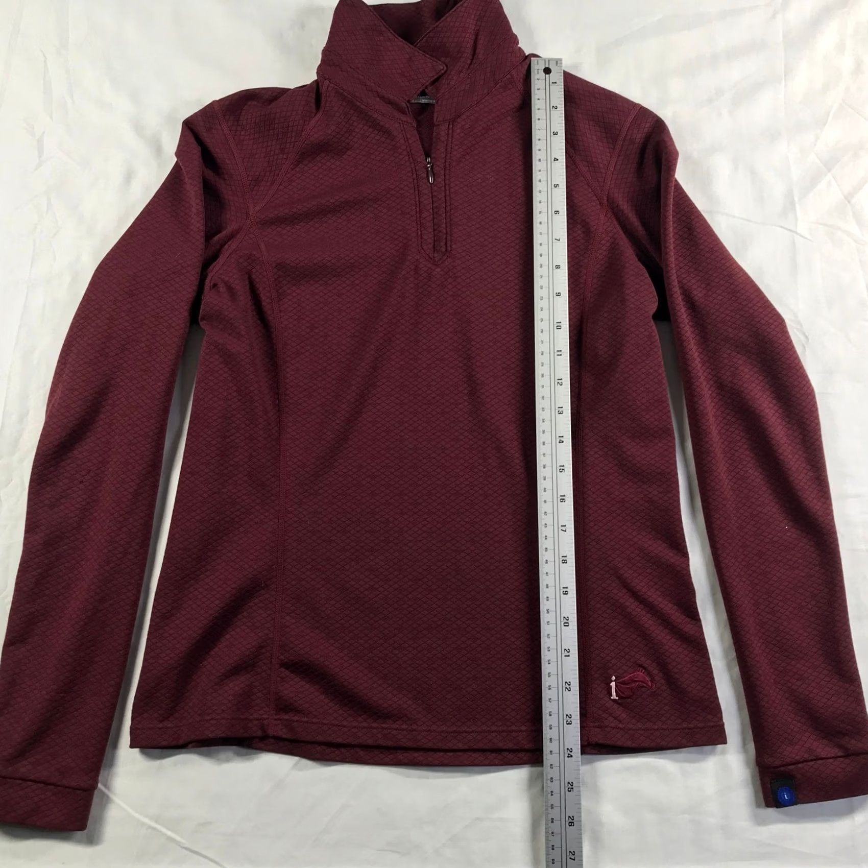 Vintage Irideon Riding Wear Womens Medium Burgundy Diamond Texture Quarter Zip Pullover Size M / US 6-8 / IT 42-44 - 2 Thumbnail
