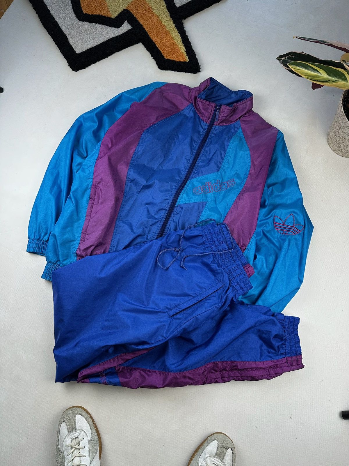 Adidas × Vintage RARE 90s Vintage Adidas Nylon Track Suit Jacket Pants techno Size US M / EU 48-50 / 2 - 3 Thumbnail