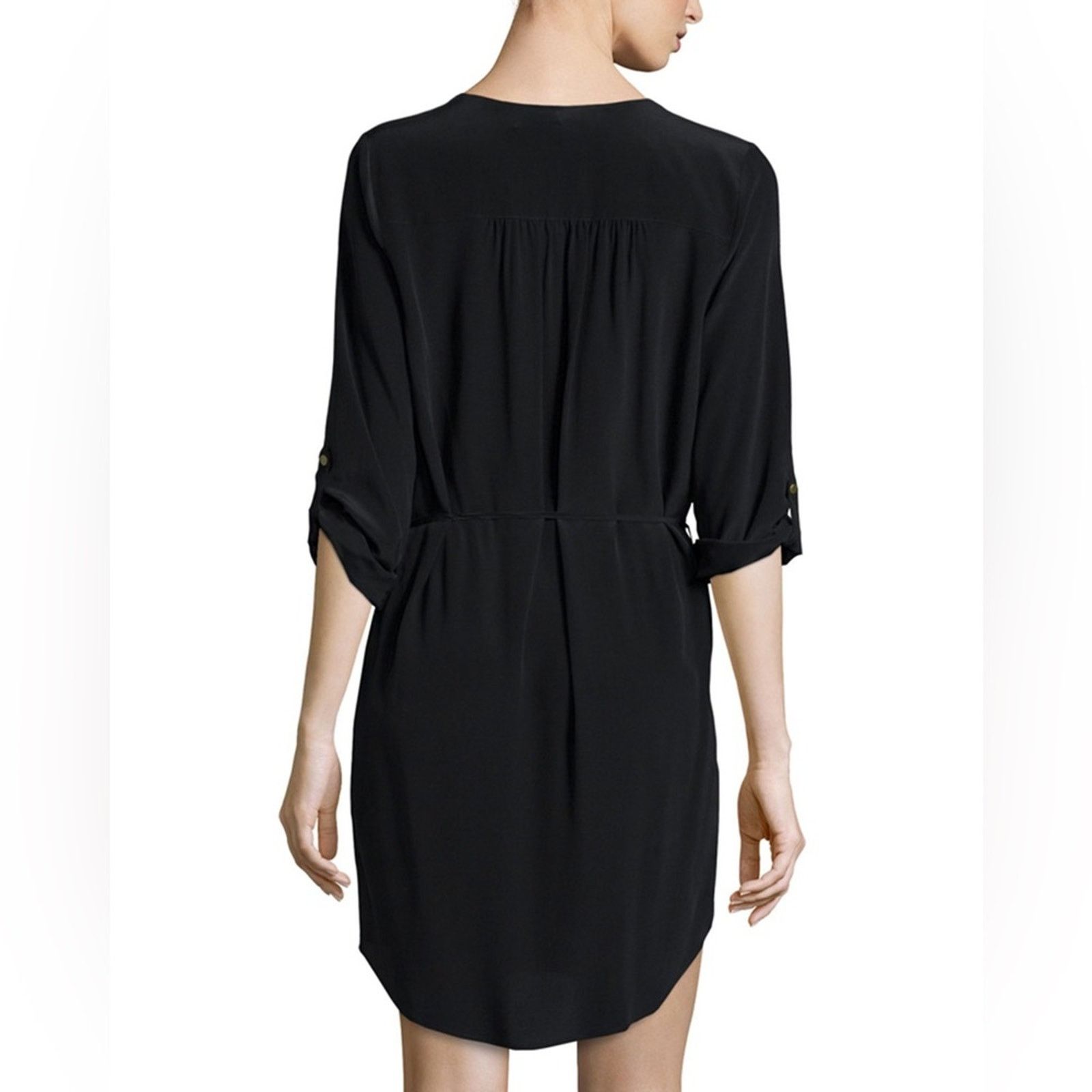 Joie Joie Motega Tie-Waist Silk Dress Black Small Size S / US 4 / IT 40 - 3 Thumbnail