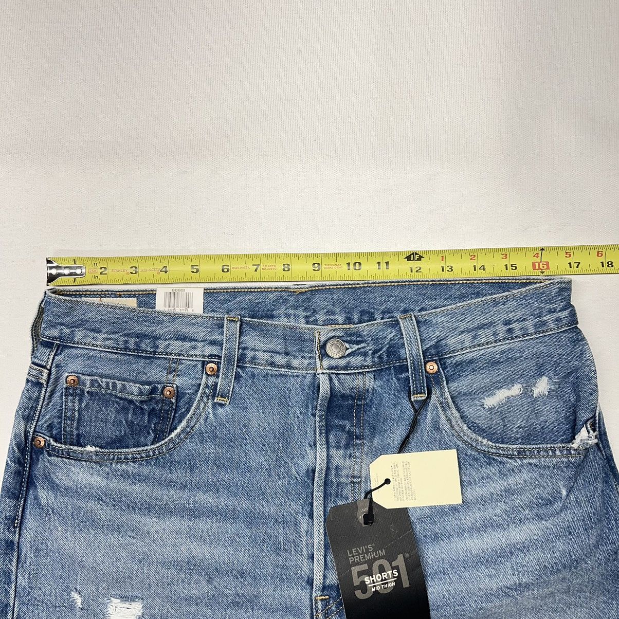 Levi's NEW Levis Premium Jean Shorts Blue 501 Mid Thigh Distressed Size 32" / US 10 / IT 46 - 23 Thumbnail