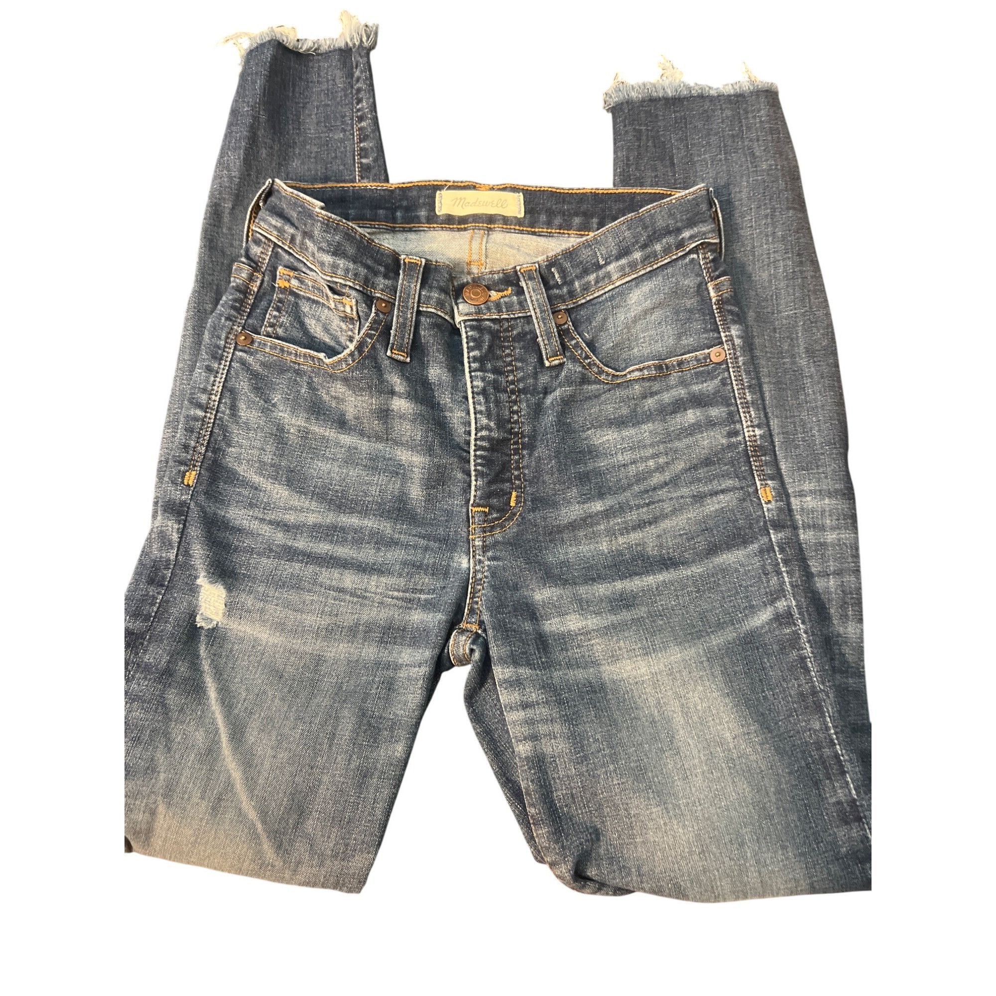 Madewell Madewell 9" High Rise Skinny Distressed Jeans Denim Frayed H Size 42" / US 20 - 2 Thumbnail