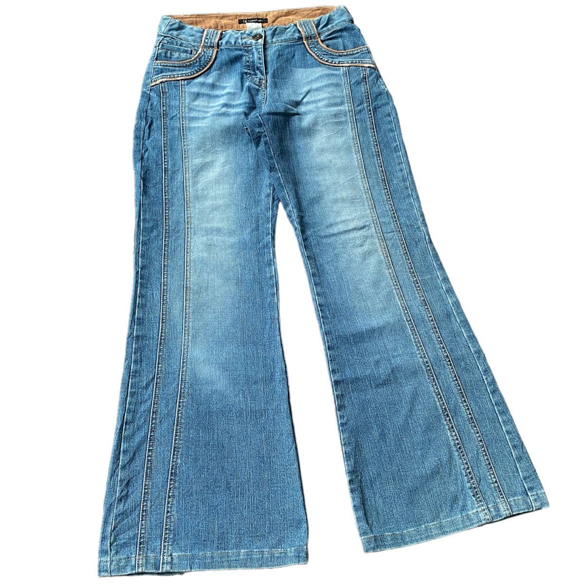 If Six Was Nine × Tornado Mart Vintage Y2K Arnaldo Basini Flared Bootcut Denim Jeans Size US 28 / EU 44 - 2 Thumbnail