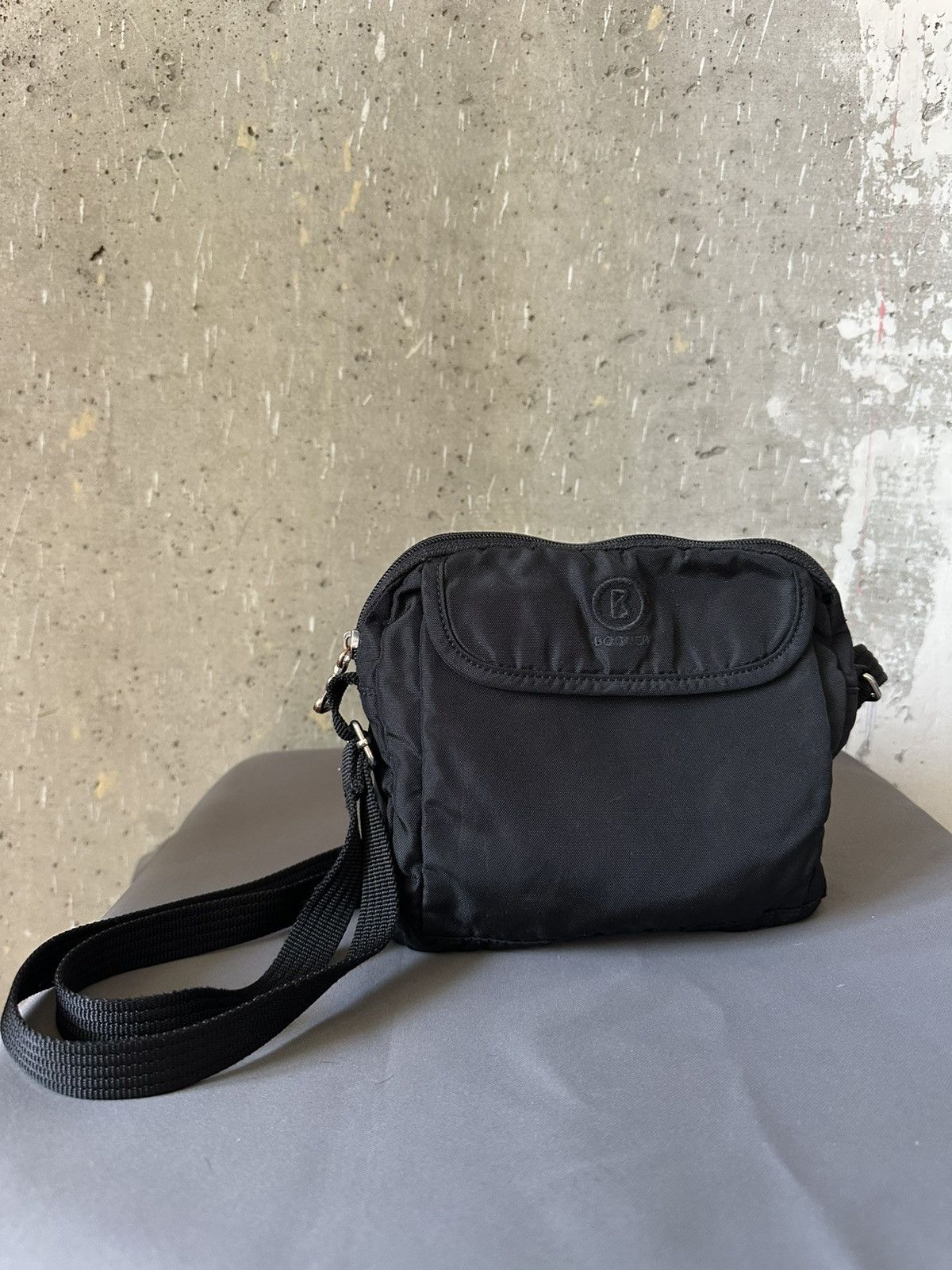90's Vintage Bogner Black Nylon Crossbody Bag Y2K Style, Men's