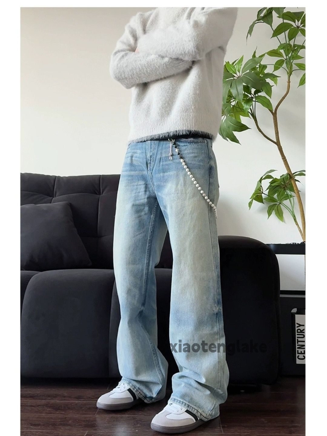 Jean Unisex washed faded cleanfit yuppie y2k hiphop jeans Size US 32 / EU 48 - 2 Thumbnail
