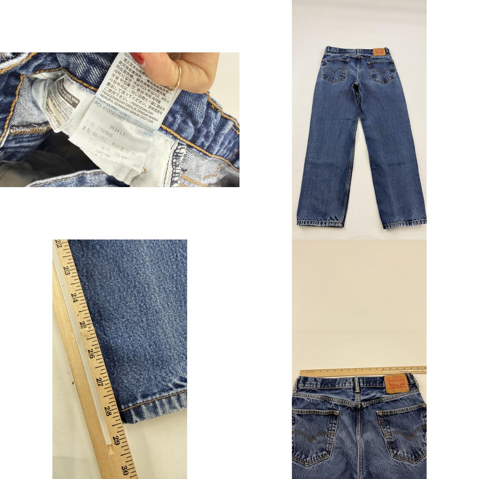 Levi's Levi's 550 Jeans Mens 34x31 Blue High Rise Relaxed Fit Tapered Leg Denim Red Tab Jeans Mens Regular 34 Blue Pattern Solid Vintage No Size US 34 / EU 50 - 8 Thumbnail