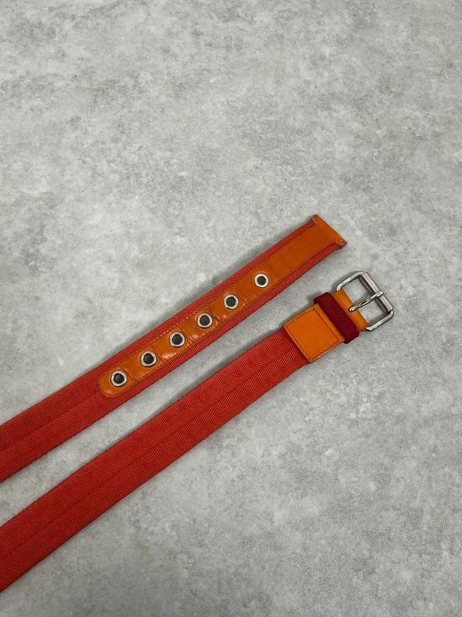 Prada 2000s Prada Orange Hybrid Leather Belt Size ONE SIZE - 5 Thumbnail