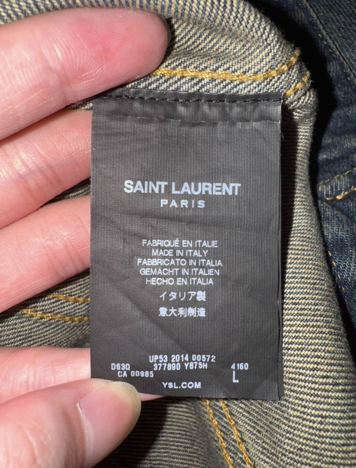 Yves Saint Laurent SLP 15SS Runway Vintage Dark Blue Basic Denim Jacket Size US L / EU 52-54 / 3 - 7 Thumbnail