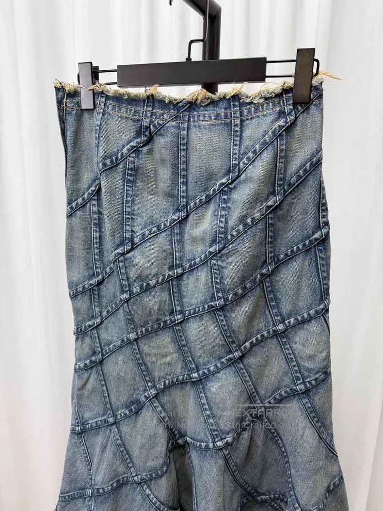 Junya Watanabe size M Checkered washed fishtail skirt
