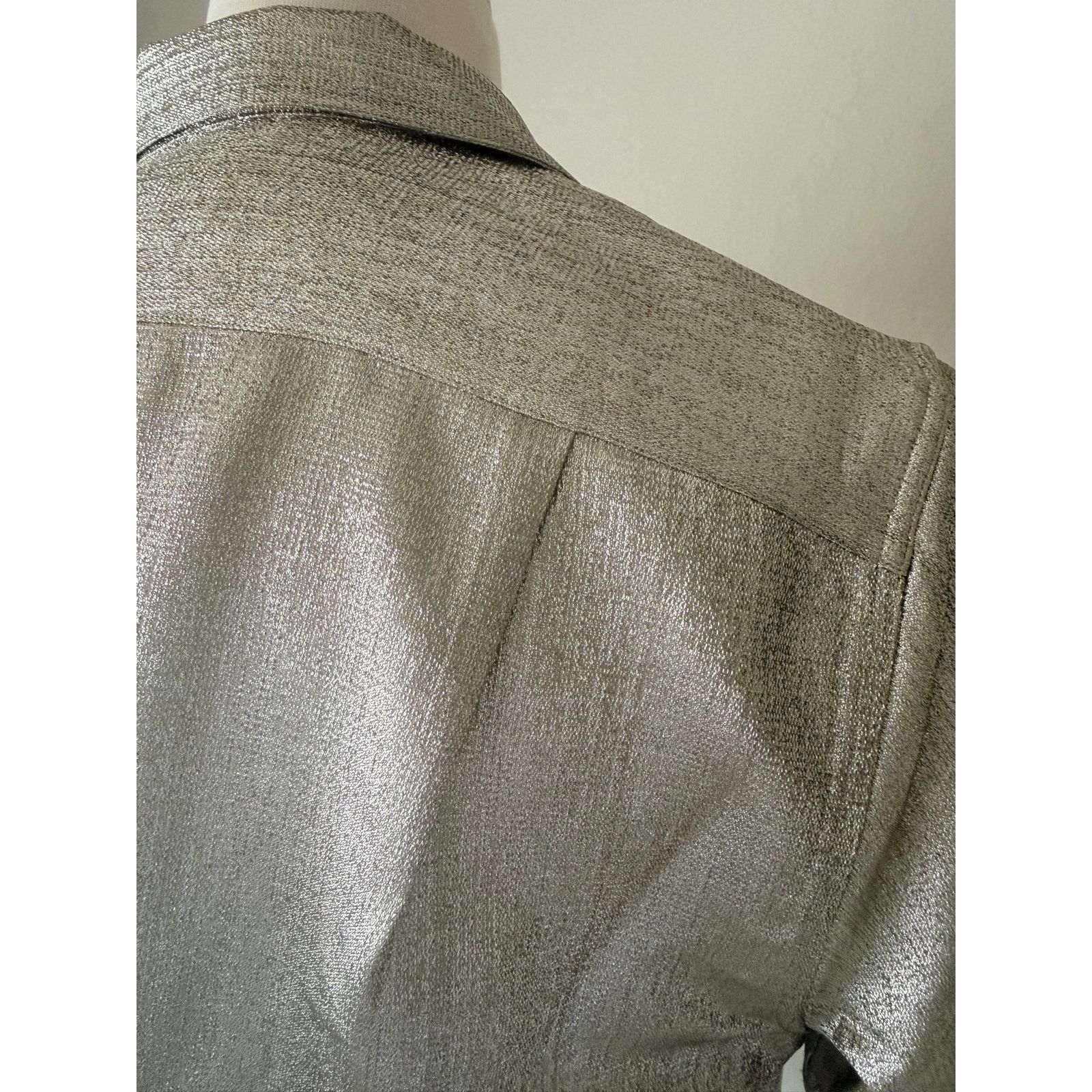 Dries Van Noten Dries Van Noten Camp Collar Lamé Shirt Silver IT 50 US L Size US L / EU 52-54 / 3 - 8 Thumbnail