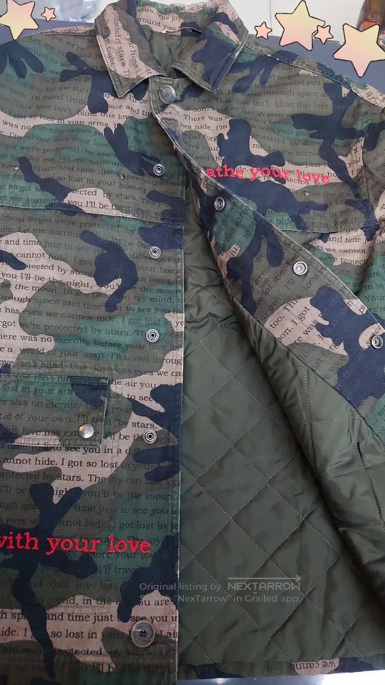 Valentino Valentino Army green camouflage red letter beaded embroide Size US S / EU 44-46 / 1 - 4 Thumbnail