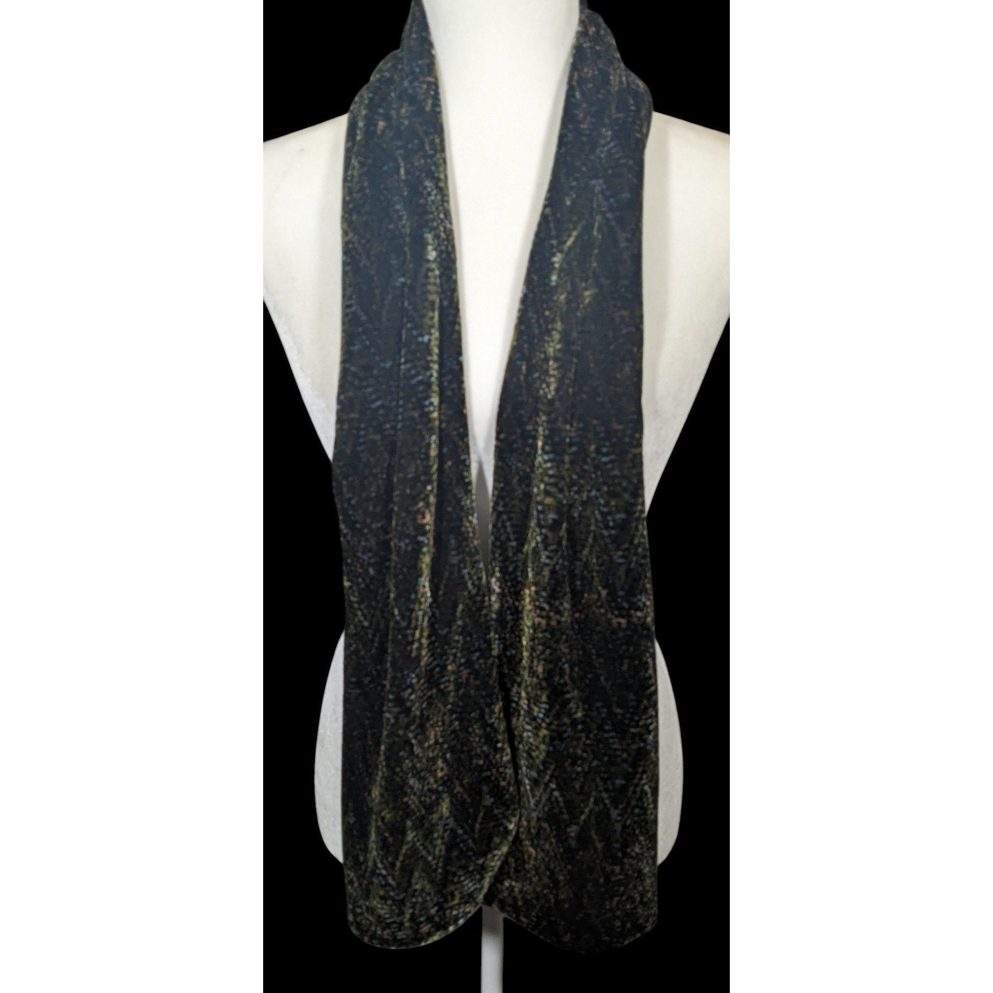 Other Black And Green Speckled Velvet-Like Scarf Size ONE SIZE - 3 Thumbnail
