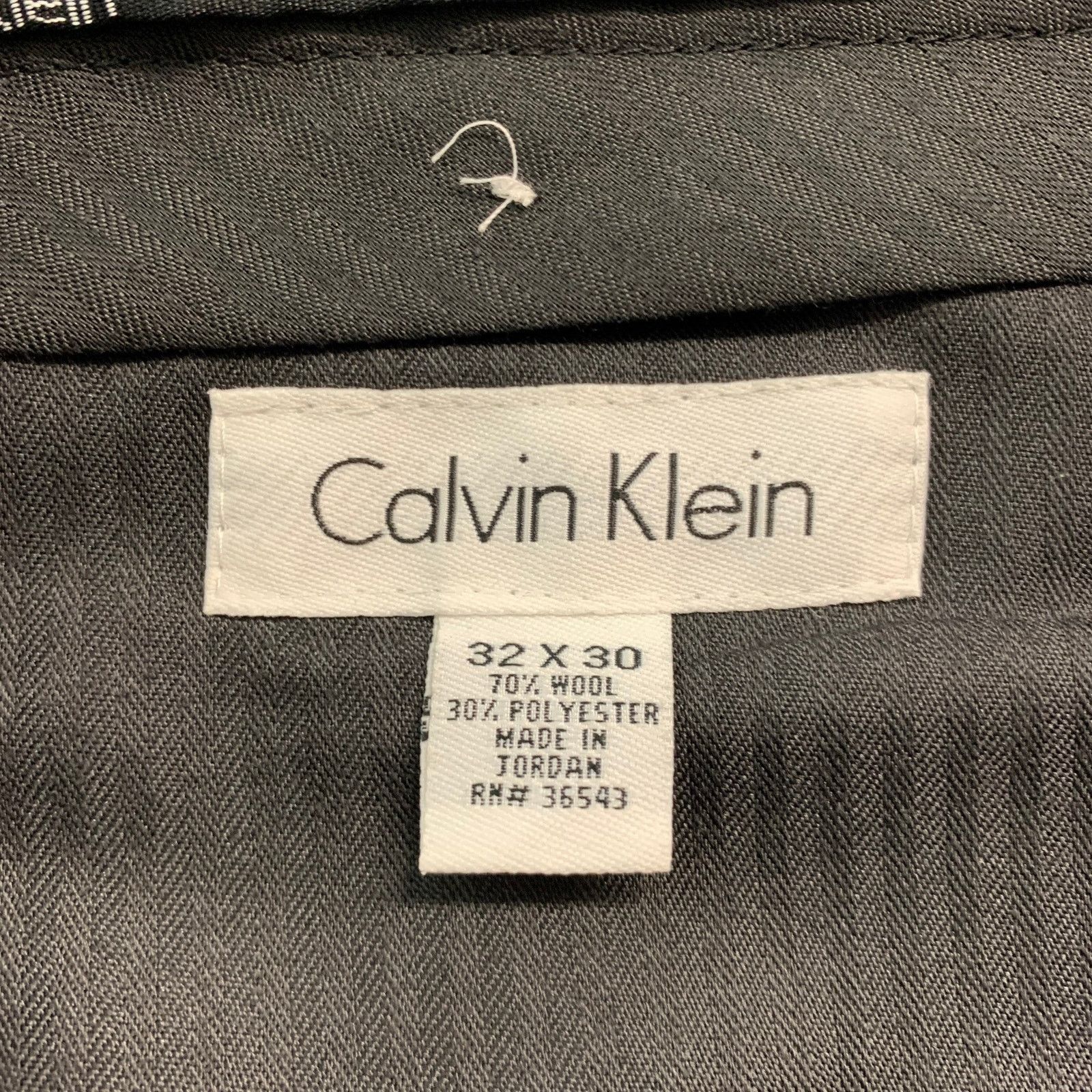 Calvin Klein Size 32 Black Glenplaid Wool Blend Flat Front Dress Pants Size US 32 / EU 48 - 3 Thumbnail