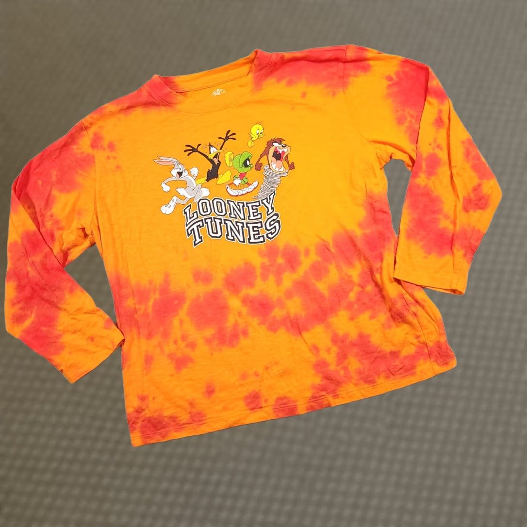 Vintage VINTAGE Looney Tunes Tie Dye Long Sleeve Shirt Bugs Daffy Taz Adult 2XL Orange Size US XXL / EU 58 / 5 - 1 Thumbnail