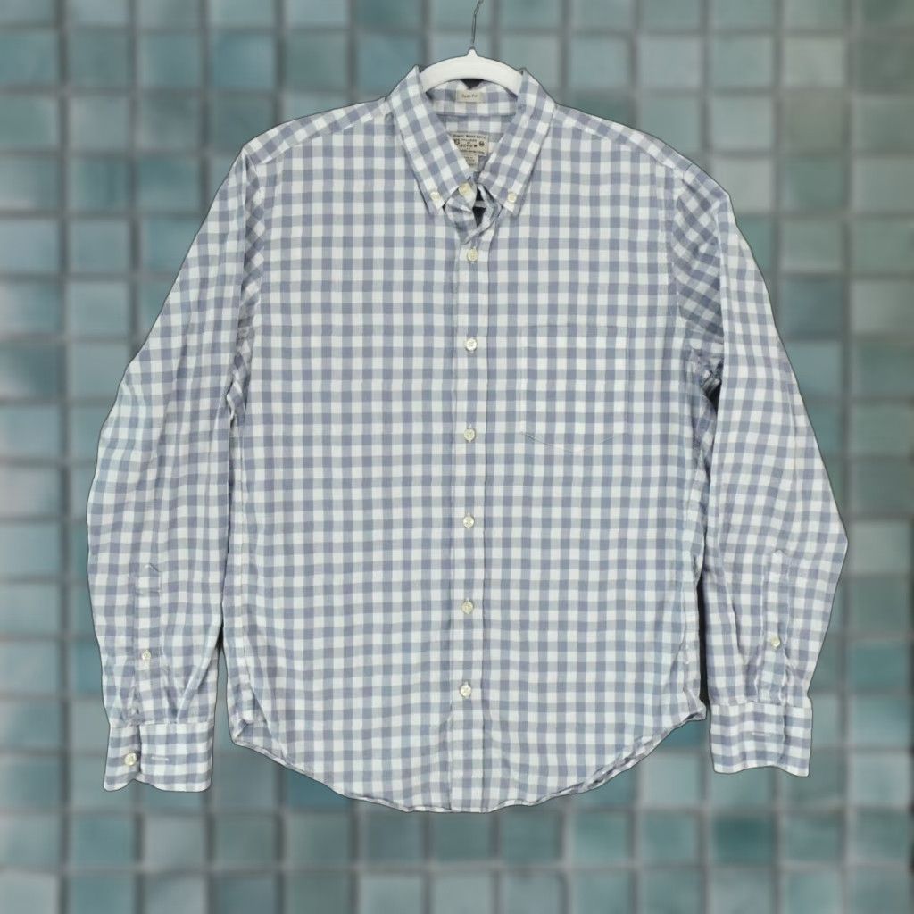 J.Crew J.CREW Shirt Men Medium Slim Fit Long Sleeve Button-Up Blue White Check Size US M / EU 48-50 / 2 - 1 Thumbnail