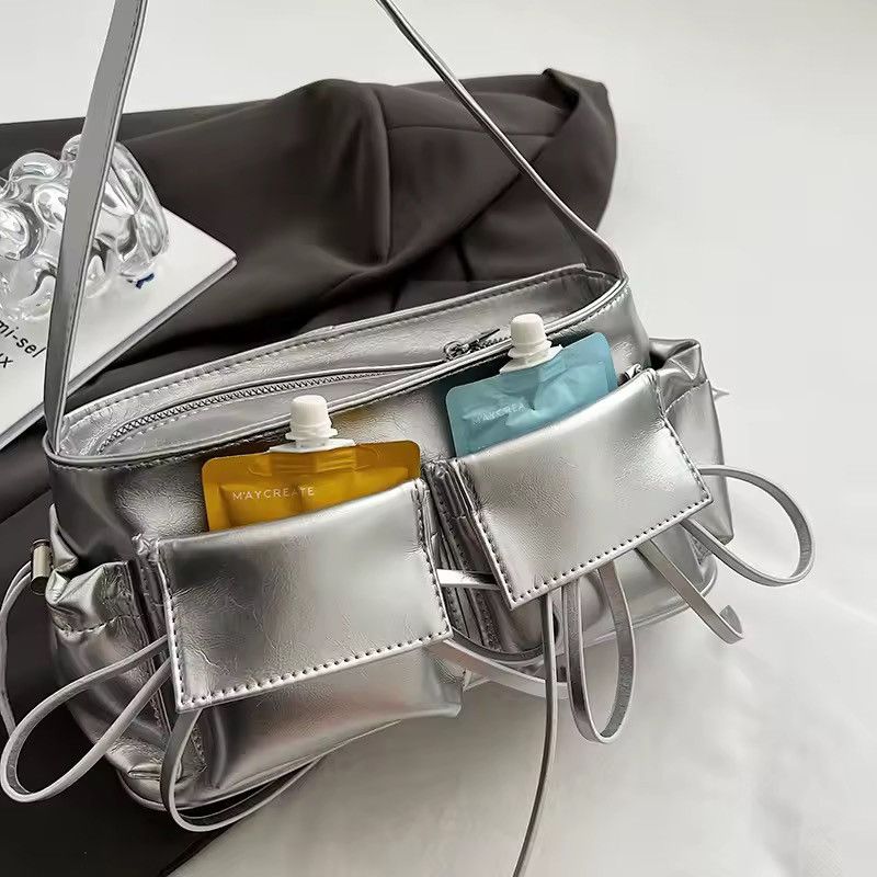 Other Vintage Y2k Style PU Leather Silver Metallic Shoulder Bag Size ONE SIZE - 9 Thumbnail