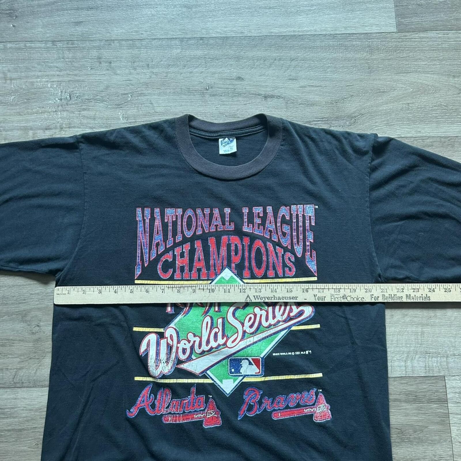 MLB Vintage 1991 Atlanta Braves World Series black T-shirt XL Size US XL / EU 56 / 4 - 6 Thumbnail