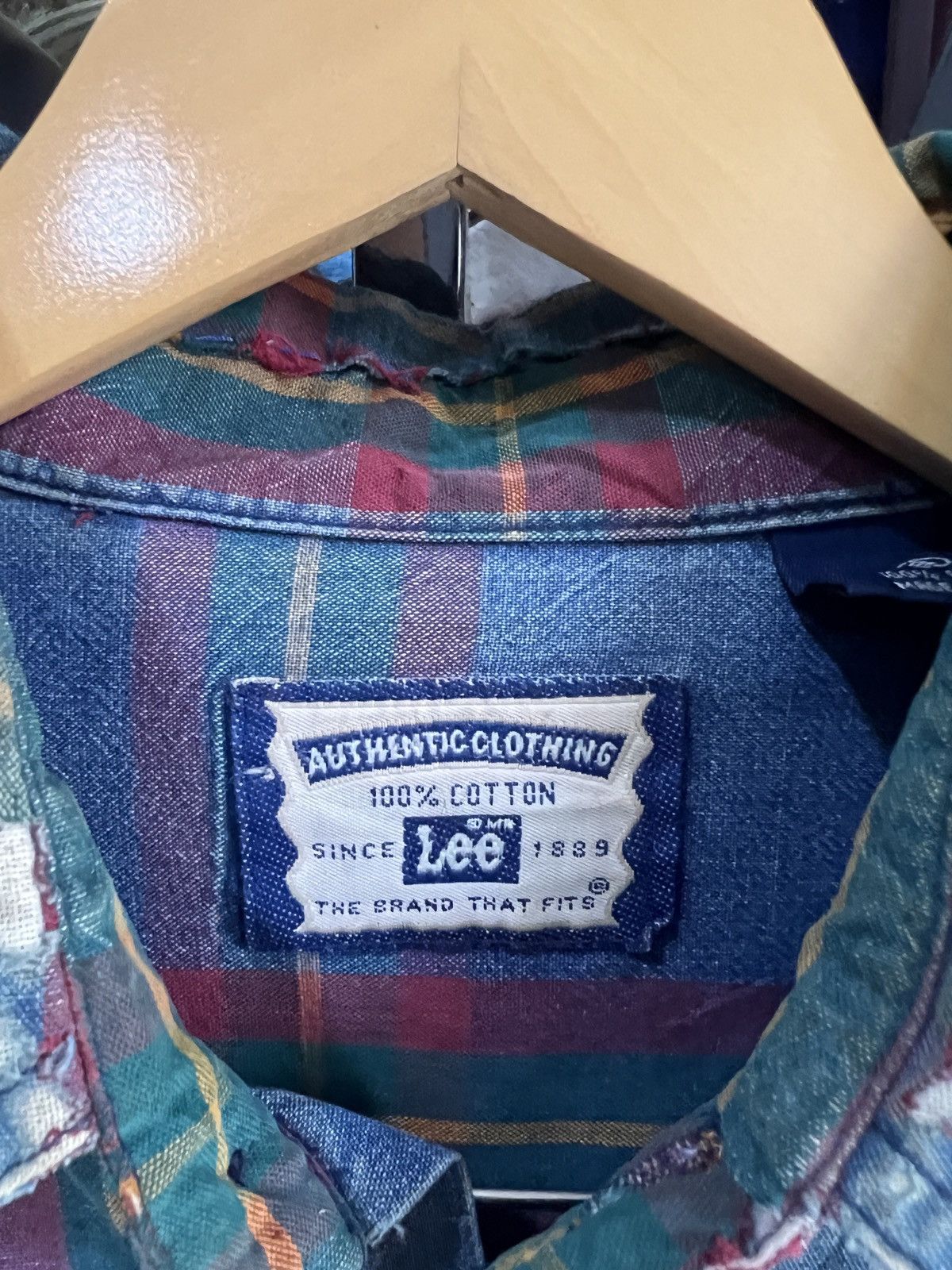 Lee 🔥Distressed Vintage Lee Made in Usa Flannel Size US M / EU 48-50 / 2 - 18 Thumbnail