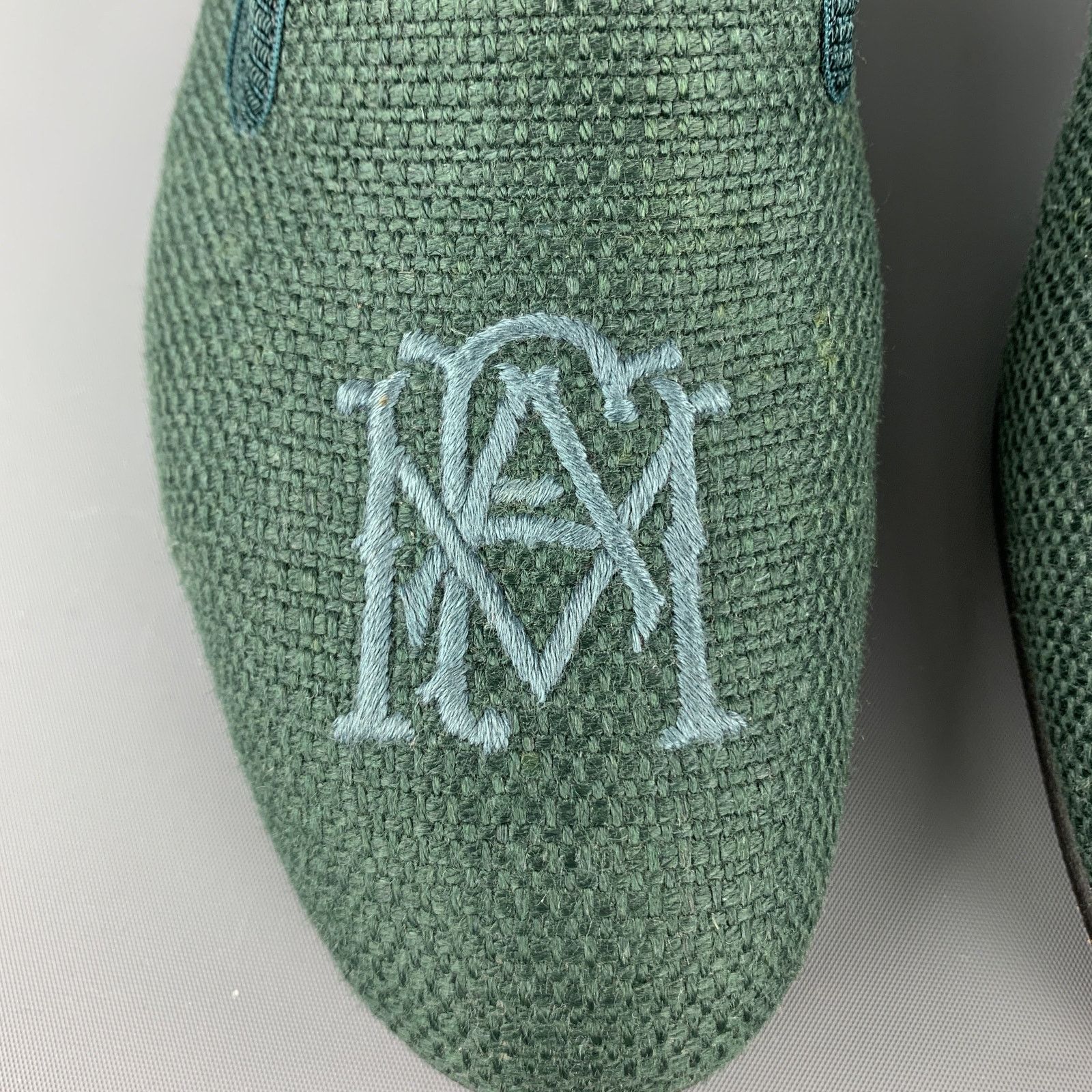 Other 8 Forest Green Woven Silk Embroidery Slippers Loafers Size US 8 / EU 41 - 5 Thumbnail