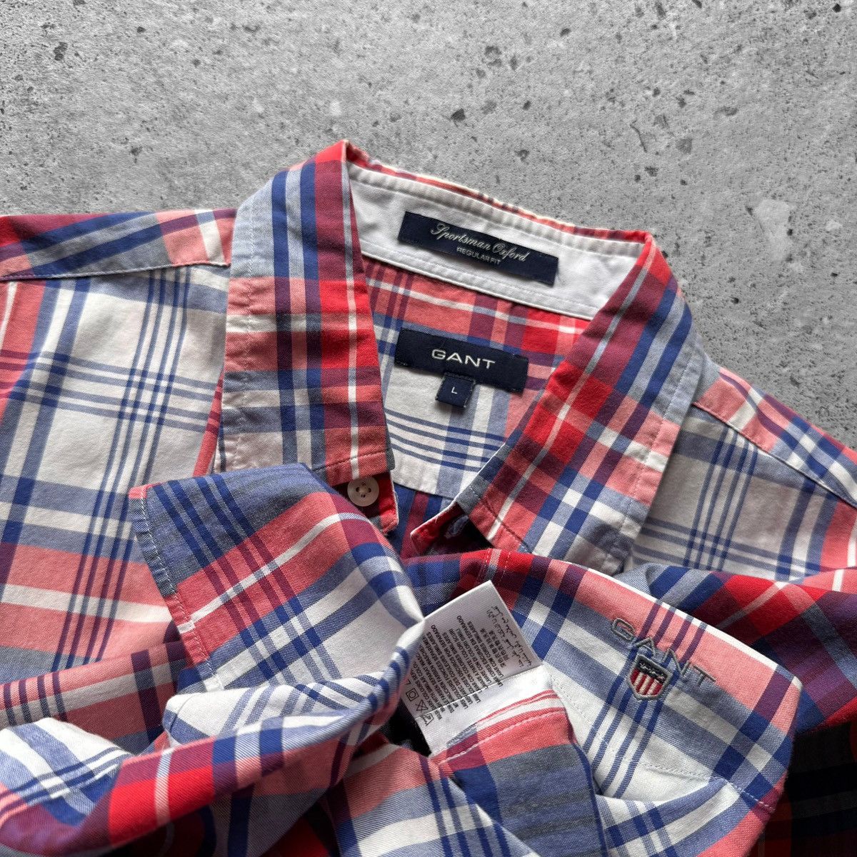 Gant Gant Mens Red Blue Striped Egyptian Cotton Button Down Shirt Size US L / EU 52-54 / 3 - 3 Thumbnail