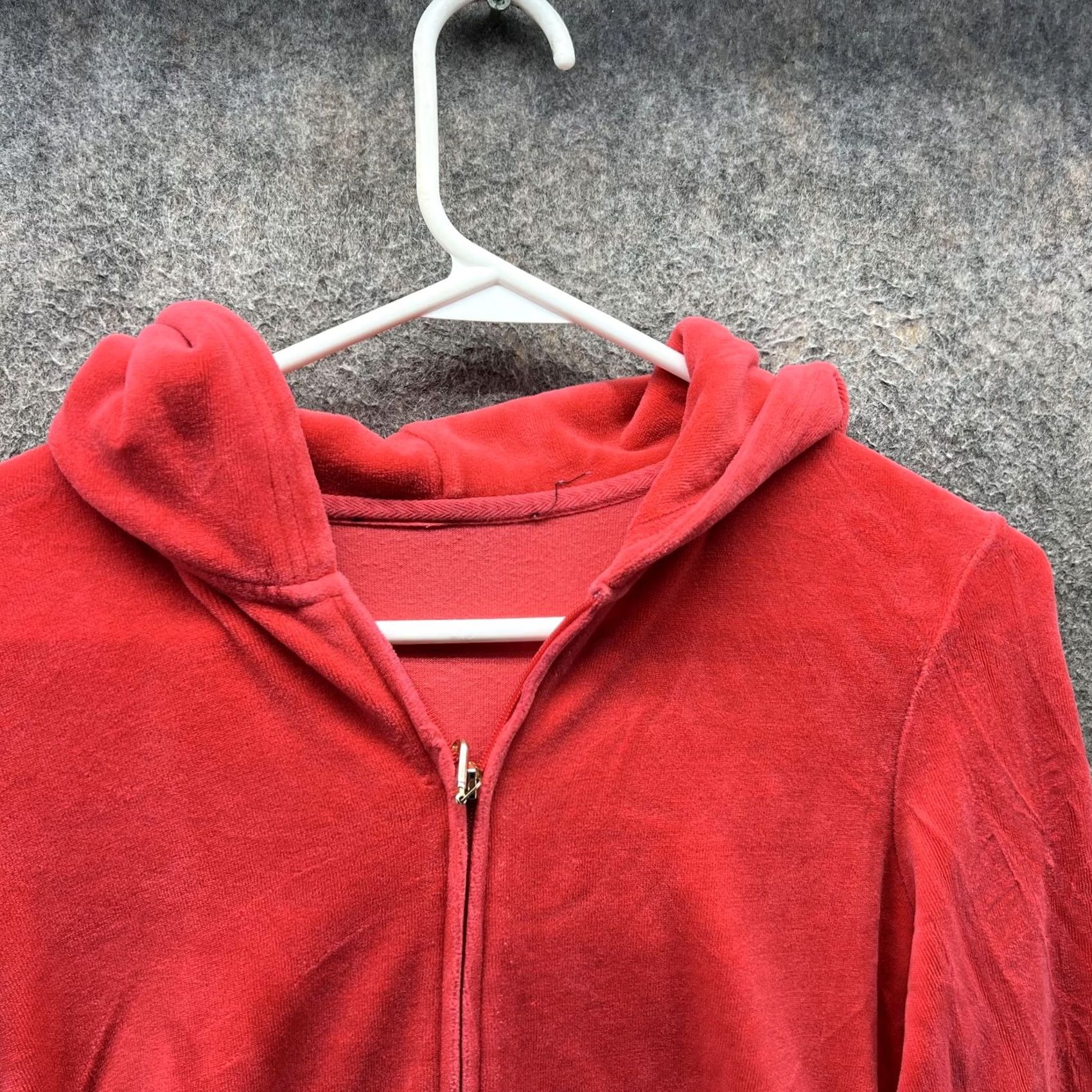 Juicy Couture Juicy Couture Hoodie Womens XS Red Velour Glamorous Logo Full Zip Sweatshirt Size XS / US 0-2 / IT 36-38 - 3 Thumbnail