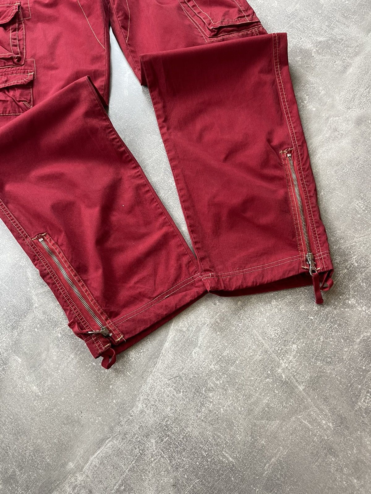 Other Red Y2K Utility Trousers Zip Hem Pockets Vintage Cargo Pants Size US 34 / EU 50 - 14 Thumbnail