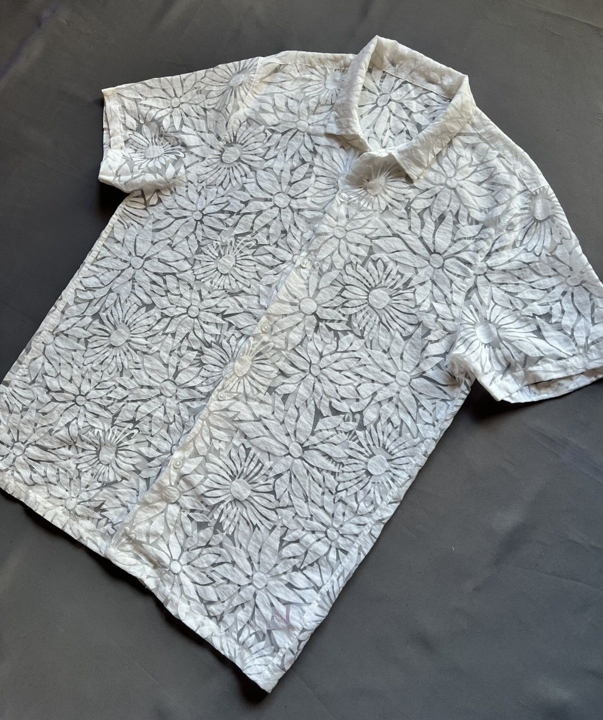 Other Topman Hawaiian White Floral Short Sleeve Shirt Button Up Size US XL / EU 56 / 4 - 3 Thumbnail