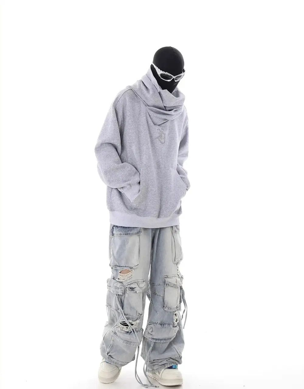 Jean Retro heavy industry beggar ripped workwear wide leg jeans Size US 32 / EU 48 - 4 Thumbnail