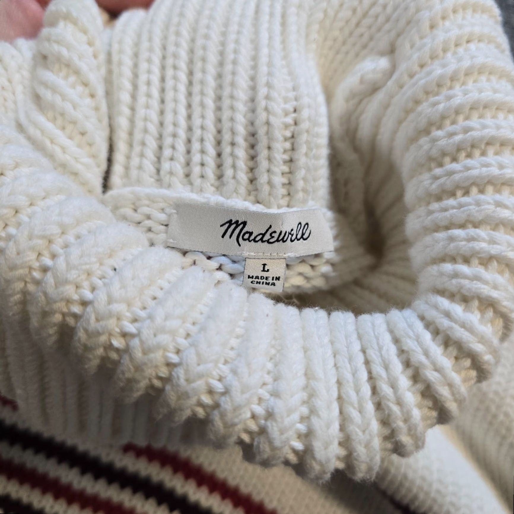 Madewell Madewell Sweater Top Womens Size Large White Red Striped Turtleneck Boxy Casual Shirt Size L / US 10 / IT 46 - 4 Thumbnail