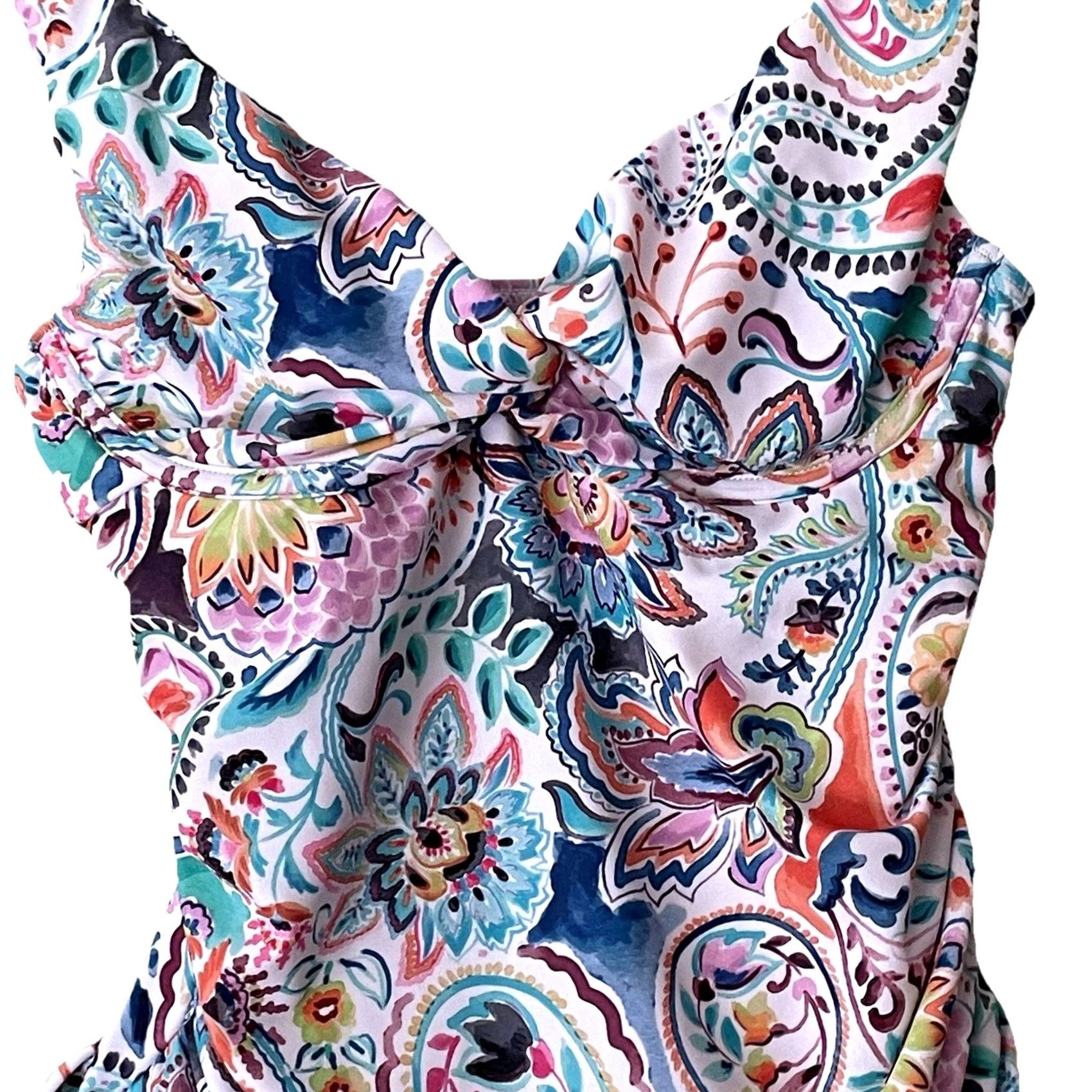 Venus Venus Tankini Top Size 4 Paisley Floral Underwire Adjustable Straps Colorful Tank Woman Multicolor Size S / US 4 / IT 40 - 2 Thumbnail